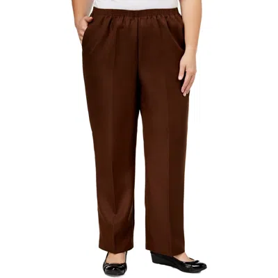 Alfred Dunner Plus Womens Office Wear Professional Casual Pants In Brown