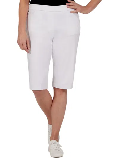 Alfred Dunner Plus Womens Solid Knit Bermuda Shorts In White