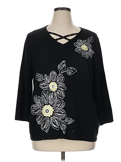 Pre-owned Alfred Dunner Pullover Sweater In Black