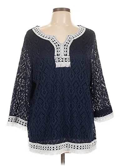 Pre-owned Alfred Dunner Pullover Sweater In Blue