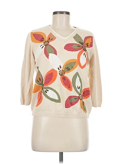 Pre-owned Alfred Dunner Pullover Sweater In White