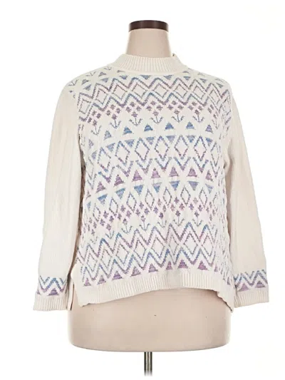Pre-owned Alfred Dunner Pullover Sweater In White