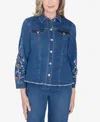 Alfred Dunner Scottsdale Women's Floral Embroidered Fringe Jacket In Meddenm