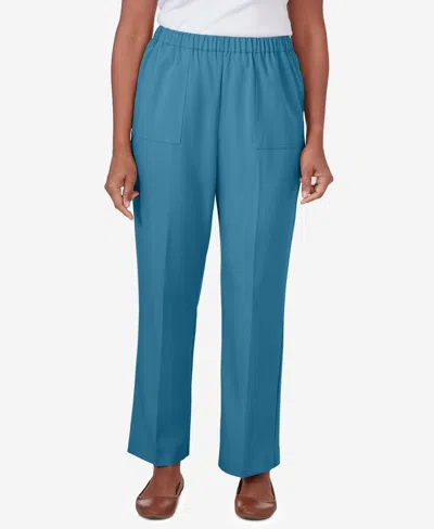 Alfred Dunner Petite Sedona Sky Sedona Pull On Balanced Straight Leg Pant, Petite & Petite Short In Mallard Blue