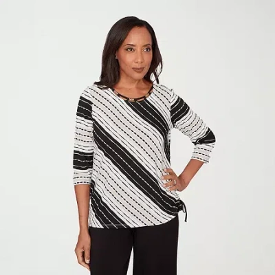 Alfred Dunner Seville Womens Crew Neck 3/4 Sleeve T-shirt In Multi