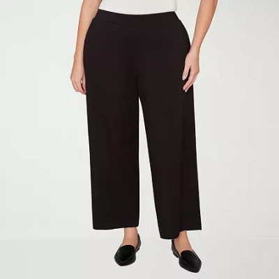 Alfred Dunner Seville Womens Plus Straight Mid Rise Pull-on Pant In Black
