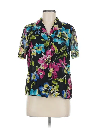 Pre-owned Alfred Dunner Short Sleeve Blouse In Black