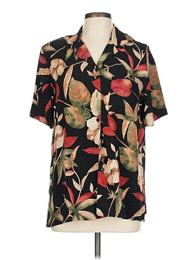 Pre-owned Alfred Dunner Short Sleeve Blouse In Black