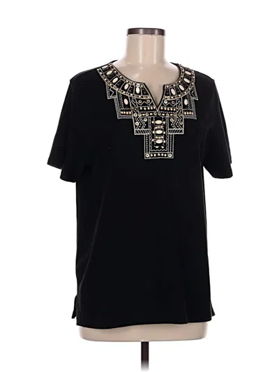 Pre-owned Alfred Dunner Short Sleeve Blouse In Black