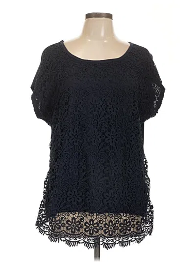 Pre-owned Alfred Dunner Short Sleeve Blouse In Black