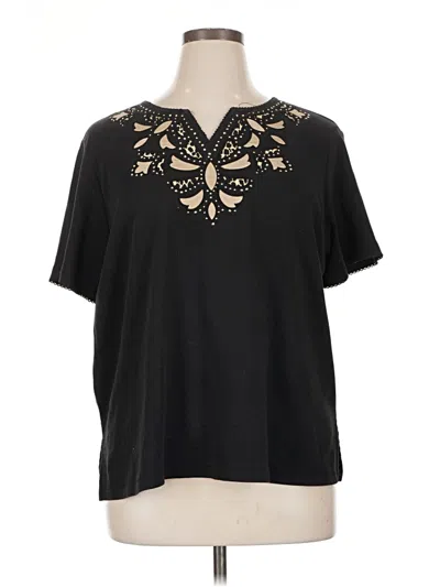 Pre-owned Alfred Dunner Short Sleeve Blouse In Black