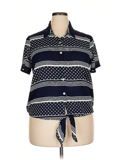 Pre-owned Alfred Dunner Short Sleeve Blouse In Blue