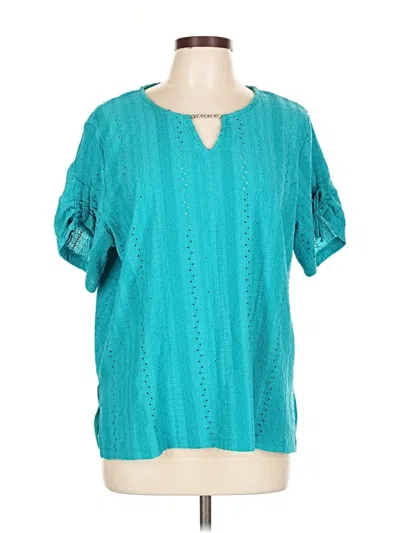 Pre-owned Alfred Dunner Short Sleeve Blouse In Blue