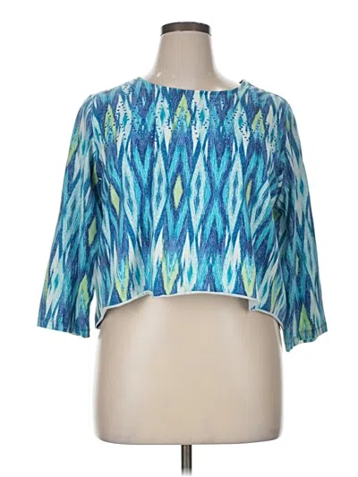 Pre-owned Alfred Dunner Short Sleeve Blouse In Blue
