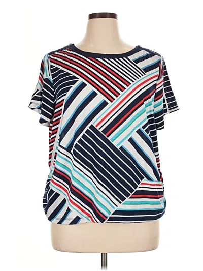 Pre-owned Alfred Dunner Short Sleeve Blouse In Blue