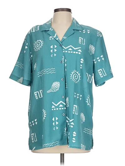 Pre-owned Alfred Dunner Short Sleeve Blouse In Blue