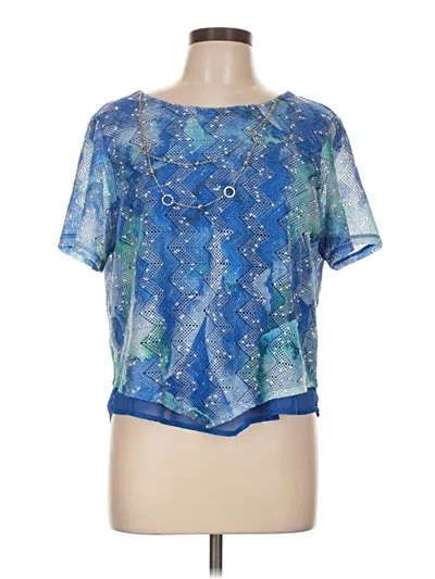 Pre-owned Alfred Dunner Short Sleeve Blouse In Blue