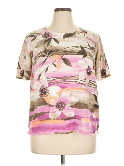 Pre-owned Alfred Dunner Short Sleeve Blouse In Brown