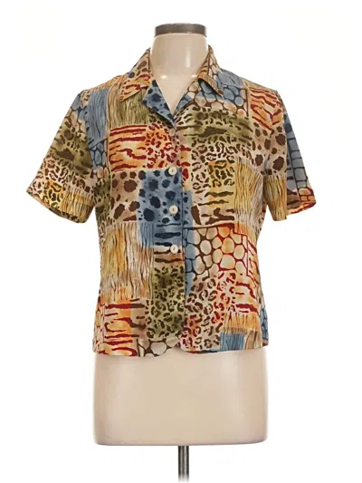 Pre-owned Alfred Dunner Short Sleeve Blouse In Brown