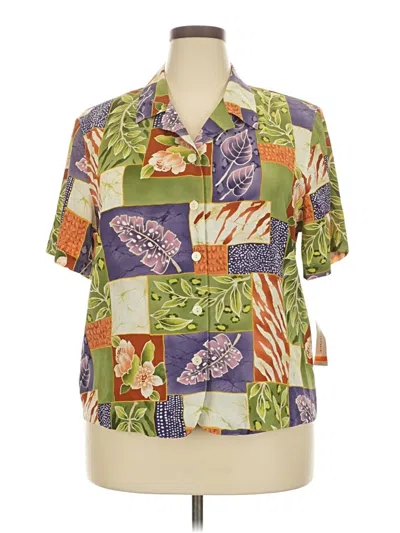 Pre-owned Alfred Dunner Short Sleeve Blouse In Green