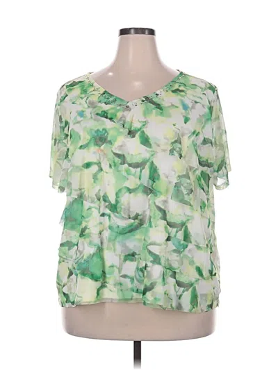 Pre-owned Alfred Dunner Short Sleeve Blouse In Green