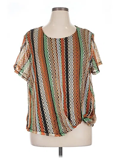 Pre-owned Alfred Dunner Short Sleeve Blouse In Green