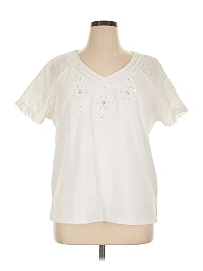 Pre-owned Alfred Dunner Short Sleeve Blouse In Ivory
