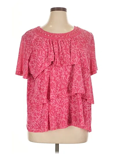 Pre-owned Alfred Dunner Short Sleeve Blouse In Pink