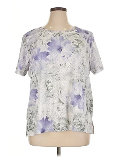 Alfred Dunner Short Sleeve Blouse In Silver