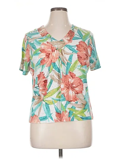 Pre-owned Alfred Dunner Short Sleeve Blouse In Teal