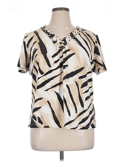 Pre-owned Alfred Dunner Short Sleeve Blouse In White