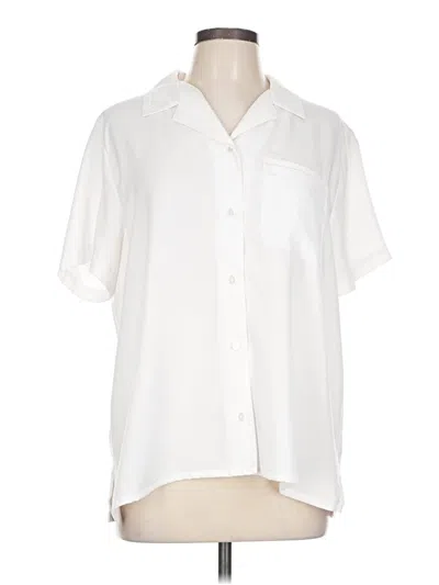 Pre-owned Alfred Dunner Short Sleeve Blouse In White