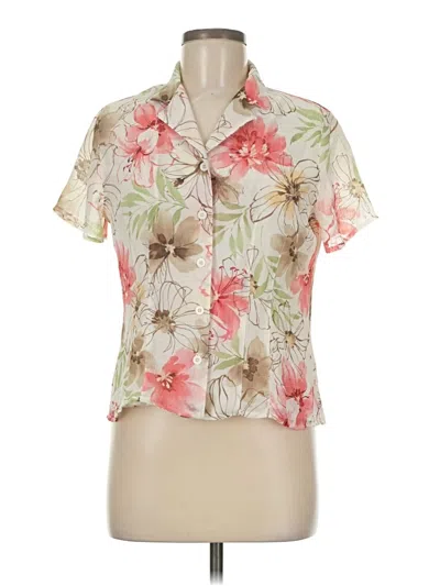 Pre-owned Alfred Dunner Short Sleeve Blouse In White