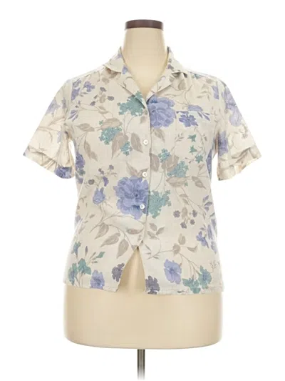 Pre-owned Alfred Dunner Short Sleeve Blouse In White