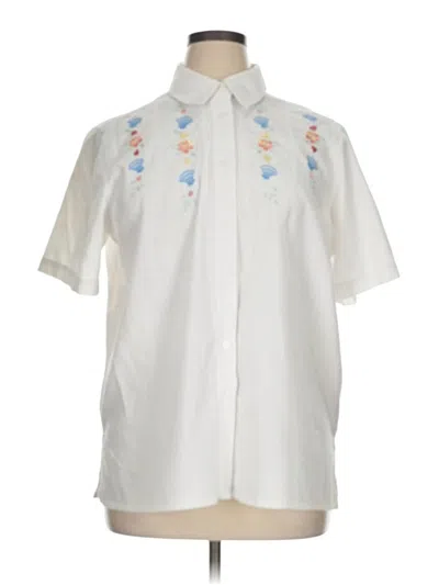 Pre-owned Alfred Dunner Short Sleeve Blouse In White