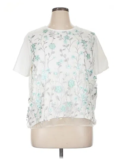 Pre-owned Alfred Dunner Short Sleeve Blouse In White