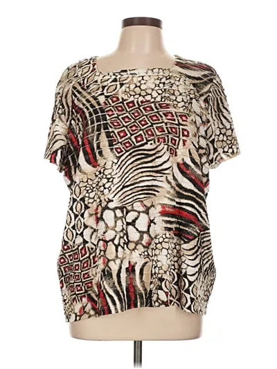 Pre-owned Alfred Dunner Short Sleeve Blouse In White