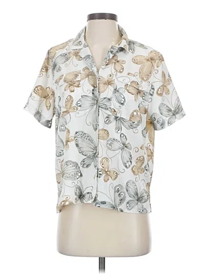 Pre-owned Alfred Dunner Short Sleeve Blouse In White