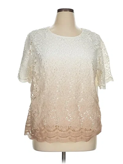 Pre-owned Alfred Dunner Short Sleeve Blouse In White