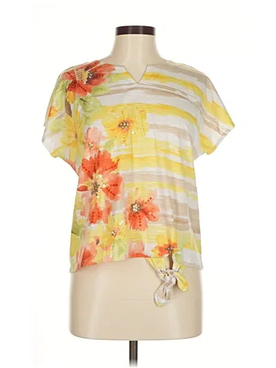 Pre-owned Alfred Dunner Short Sleeve Blouse In Yellow