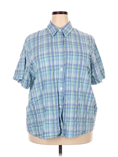 Pre-owned Alfred Dunner Short Sleeve Button Down Shirt In Blue