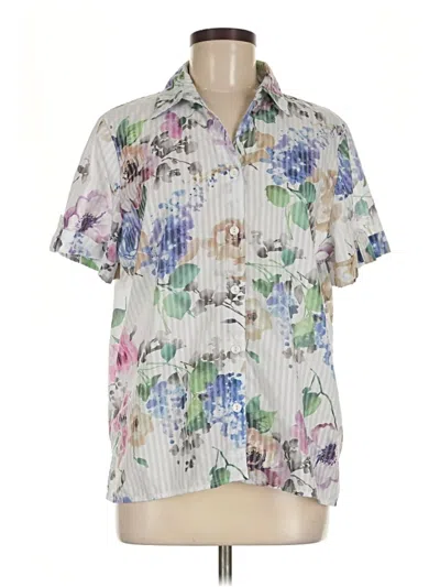 Pre-owned Alfred Dunner Short Sleeve Button Down Shirt In Ivory