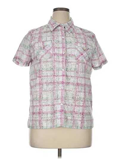 Pre-owned Alfred Dunner Short Sleeve Button Down Shirt In Pink
