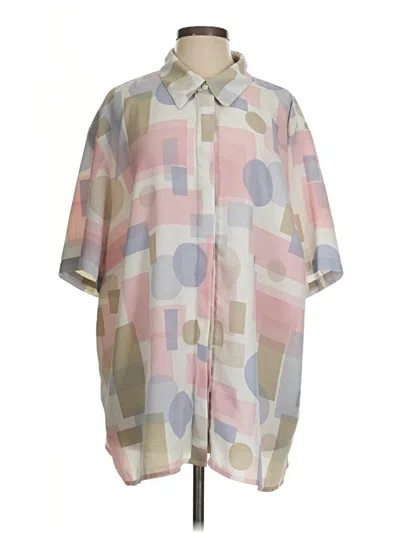 Pre-owned Alfred Dunner Short Sleeve Button Down Shirt In Pink