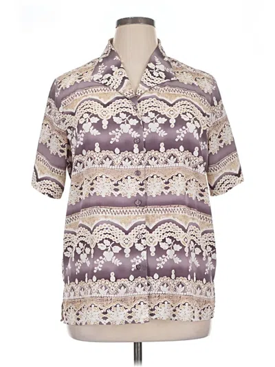 Pre-owned Alfred Dunner Short Sleeve Button Down Shirt In Purple
