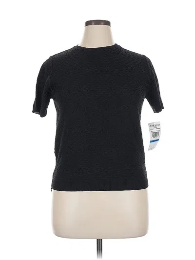 Pre-owned Alfred Dunner Short Sleeve Top Black Crew Neck Tops