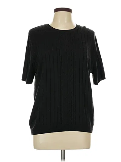 Pre-owned Alfred Dunner Short Sleeve Top Black Crew Neck Tops