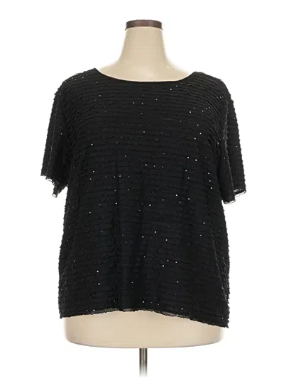 Pre-owned Alfred Dunner Short Sleeve Top Black Crew Neck Tops