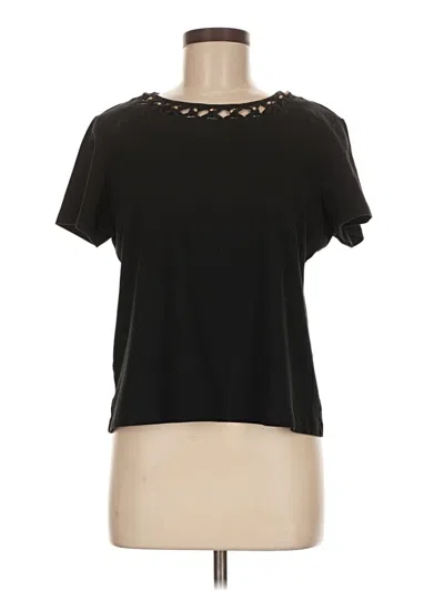 Pre-owned Alfred Dunner Short Sleeve Top Black Keyhole Neckline Tops