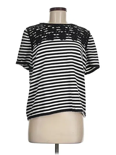 Pre-owned Alfred Dunner Short Sleeve Top Black Mock Neckline Tops